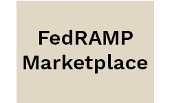 Text reading "FedRAMP Marketplace" in bold black letters on a beige background.