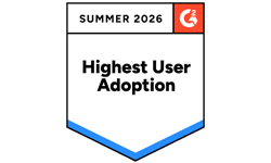 A badge labeled "Summer 2026" and "G2" with the text "Highest User Adoption" displayed in the center.