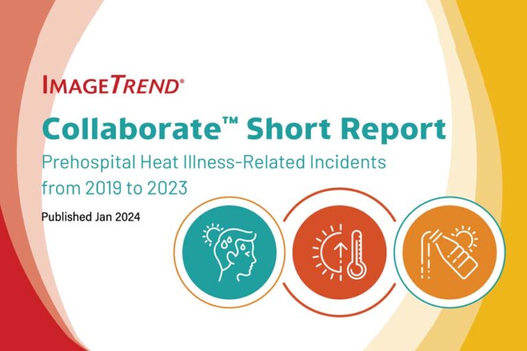 Cover page graphic of the Collaborate Short Report with heat related icons and graphic swirls