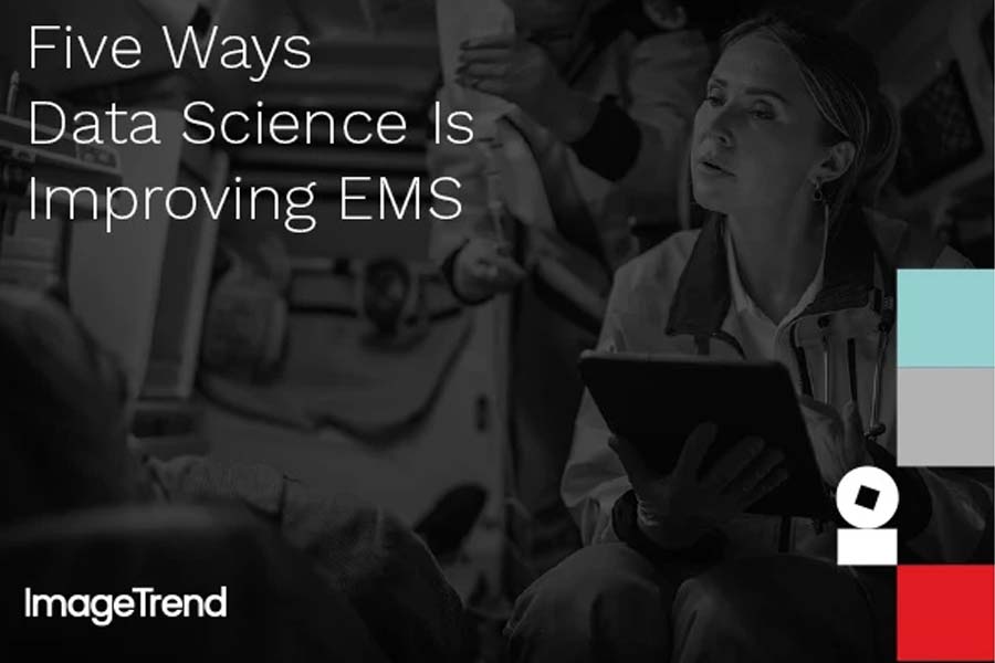 eBook cover with paramedic holding a tablet.