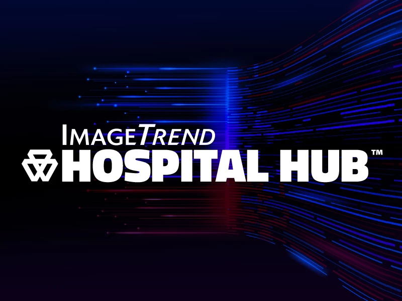 ImageTrend Hospital Hub logo with abstract digital lines in the background.