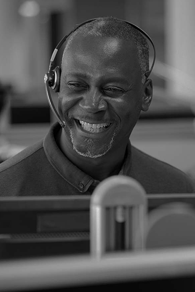 Man talking on headset