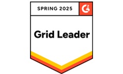 G2 badge labeled "Grid Leader Spring 2025" with a red, yellow, and white design.