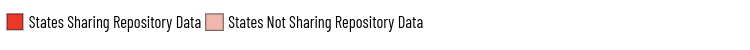 A key with a red square for "States Sharing Repository Data" and a pink square for "States Not Sharing Repository Data.