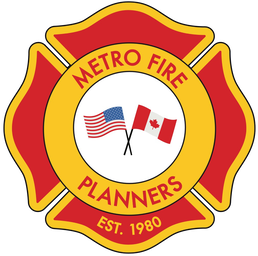 Logo for Metro Fire Planners showing crossed American and Canadian flags in the center, with “Metro Fire Planners Est. 1980” in red and yellow around the border.